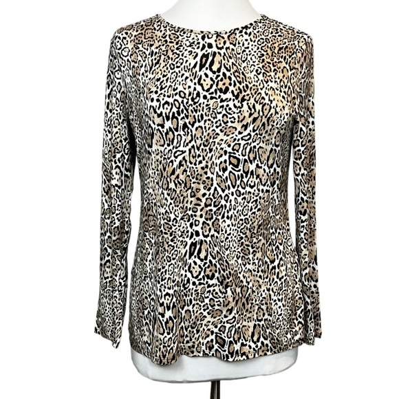 CHICOS the Ultimate Tee Lightweight Rayon/Spandex Long Sleeve Animal Print - Picture 1 of 6